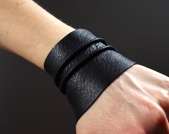 Black Leather Cuff Bracelet - Leather Cuff Bracelet - Black Leather Cuff - Black Leather Bracelet - Leather Black Cuff