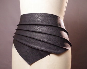 Vegan Leather Obi Belt  Black Leather Obi Belt  Faux Leather Black Belt  Goth  Fashion Accessories