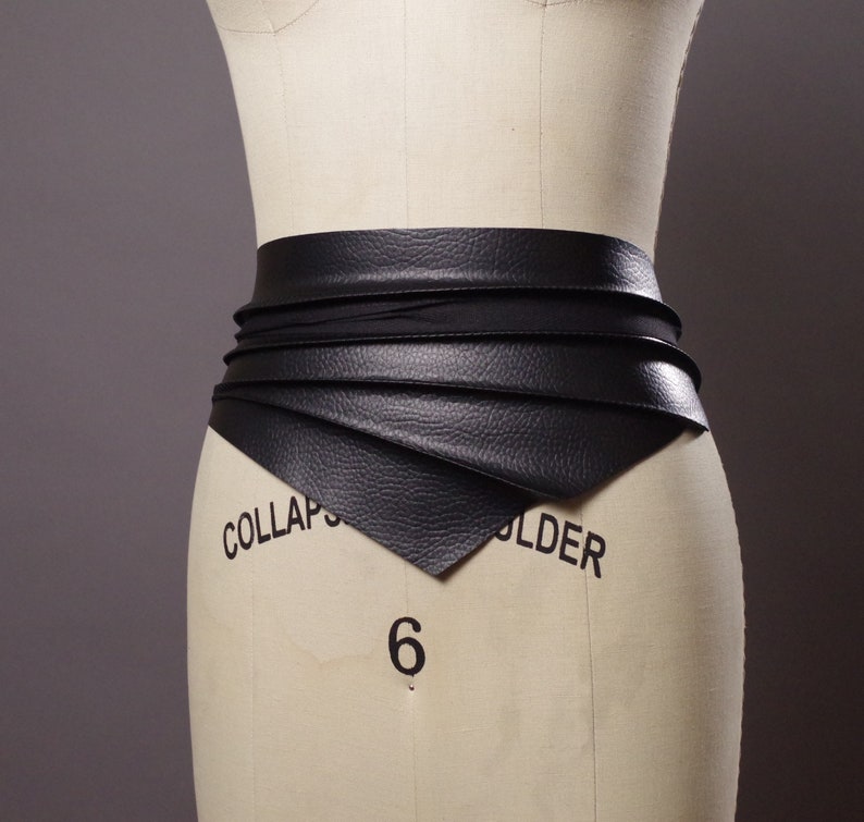 Vegan Leather Obi Belt Black Leather Obi Belt Women's Etsy