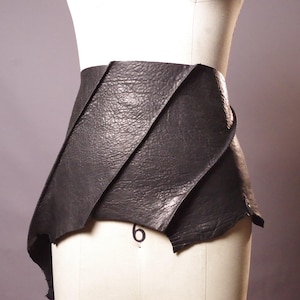 Wide Black Leather Belt Asymmetrical - Etsy display picture 1