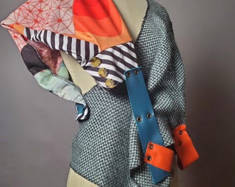 Up-cycled Funky Wool Poncho: Unique Spring Cape