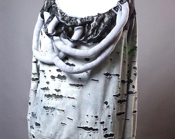 RESERVED For Barbara - OOAK Gray Ripped Top: Goth distressed look top with leather, Rope design