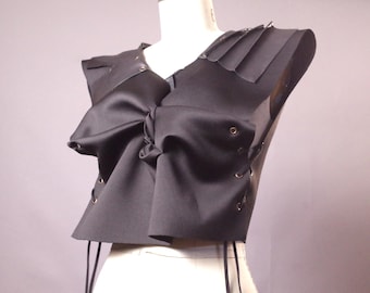 Neoprene Black top, Goth Blouse, Edgy Wear, Avant Garde