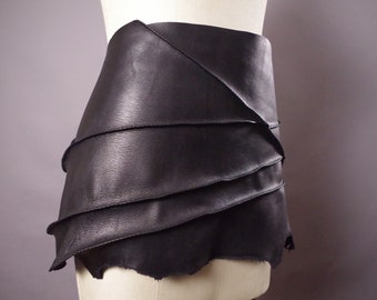 Genuine Leather Black Belt Genuine Leather skirt belt  Women's leather belts upcycled leather belt skirt