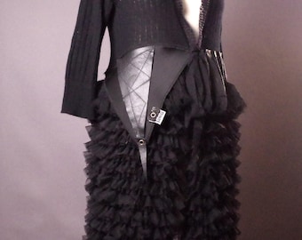 OOAK Ruffled Cardigan: Avant Garde Fashion, Black Cocktail Jacket
