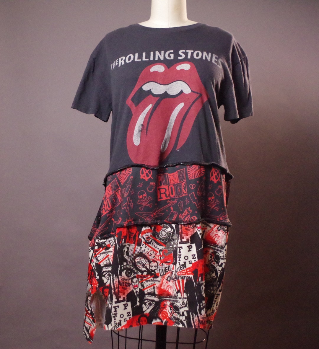Punk Rock Tshirt Tunic Up-cycled Summer Tshirt Tunic Up-cycled Clothing ...