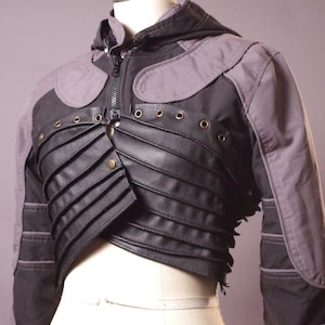 Cyberpunk Leather Hoodie Jacket: Upcycled Sci-Fi Wear, OOAK