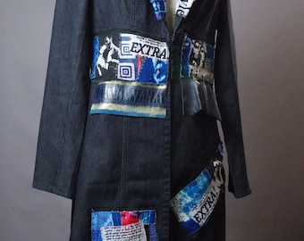 RESERVED For Brenda - Sashiko Boro Denim Jacket: Patchwork Art-to-Wear Jean Jacket