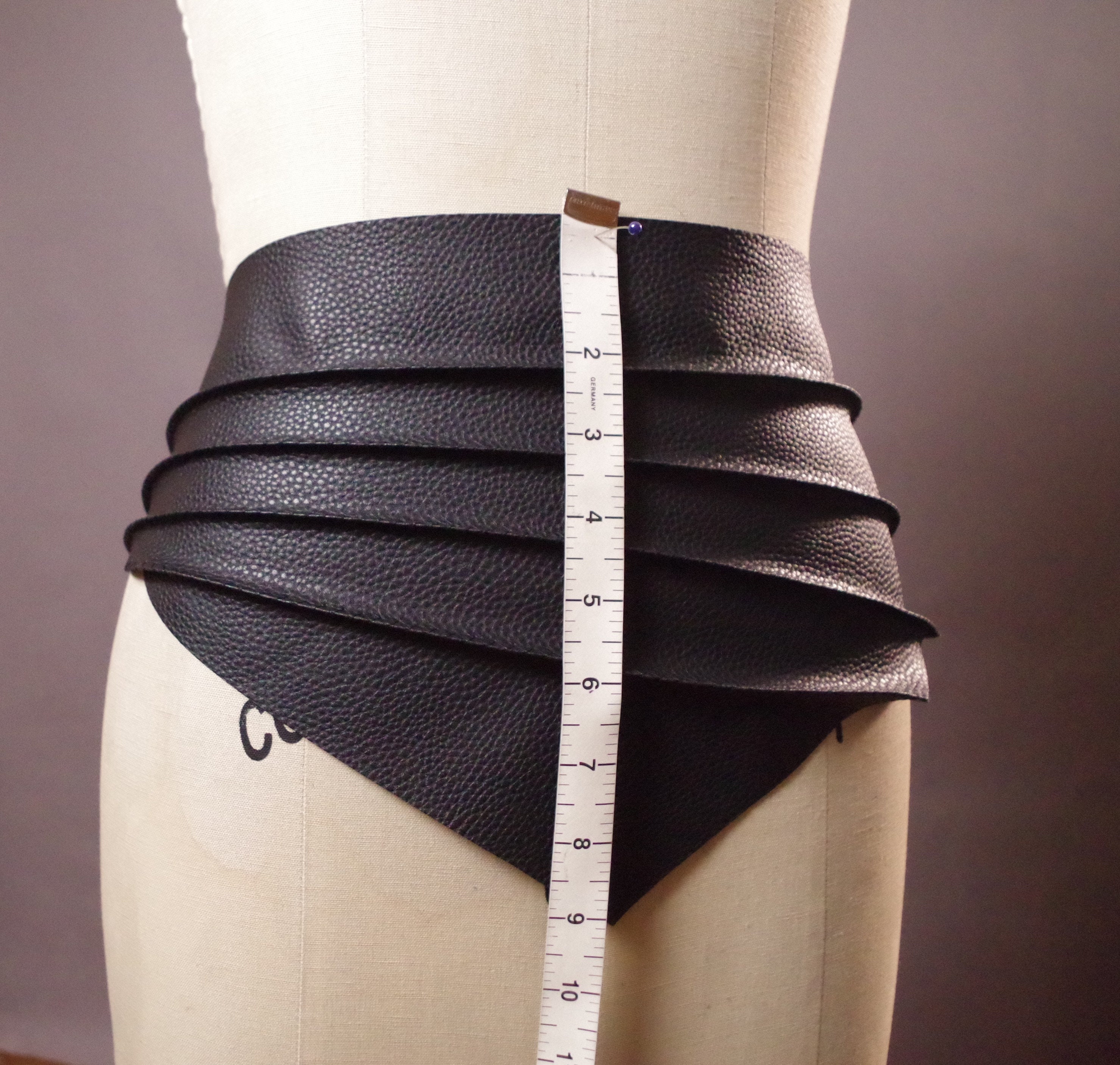 Black Obi Waist Belt, Faux Leather Wide Wrap Belt, High Vegan