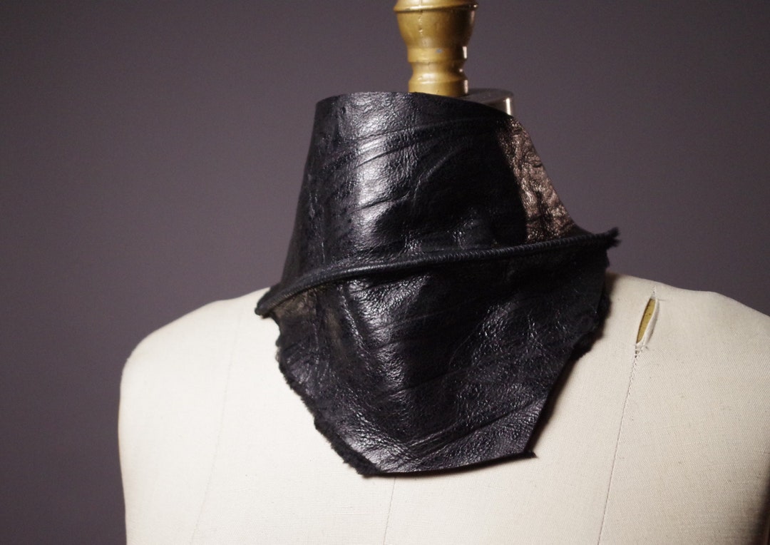 Unisex Leather Neck Warmer Leather Scar F Faux Fur Leather Etsy