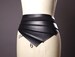 Vegan Leather Obi Belt - Black Leather Obi Belt - Women's Wrap Belt - Goth belt - Bat 