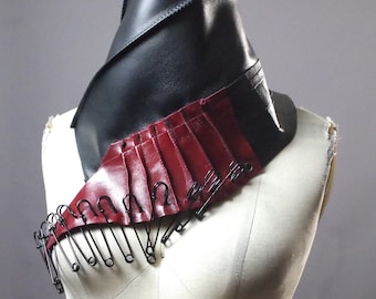 Steampunk Leather Scarf: Goth Neck Piece with Safety Pins