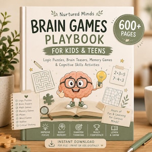 Manual de juegos mentales para niños: Rompecabezas de lógica, actividades de memoria (Descarga digital)