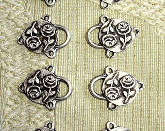 Dirndl Bodice Hooks Circular Rose Motif  Set of 8