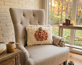 Pumpkin Pillow, Hand Knit with Chunky Yarn