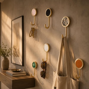 Ganci da parete in ottone, appendiabiti decorativi, appendiabiti portasciugamani e portachiavi in madreperla