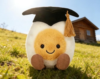 Peluche oeuf de remise des diplômes Jellycat - Cadeau amusant animal en peluche pour diplômés Décoration mignonne Souvenir de cérémonie