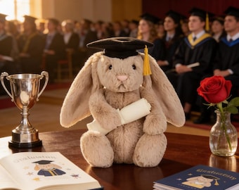 Jellycat afstuderen konijn pluche - knuffel konijn cadeau gezellig decor schattig aandenken afstuderen 2026
