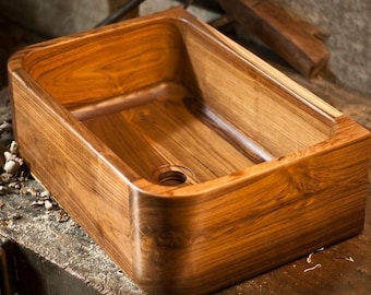 木製シンク、無垢材、チーク材、標準サイズ（24x16x6）