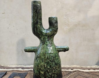 Tamegroute Green candelabra Handmade Moroccan Tamegroute Green Candle Holder Vase