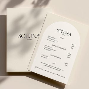 Price List Template | Esthetician Price List Canva Editable | Printable Beauty Salon & Med Spa Service Menu | Spa and Facial Treatment Menu