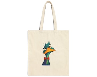 Bolso de mano con retrato de ánade real / Bolso de lona ilustrado