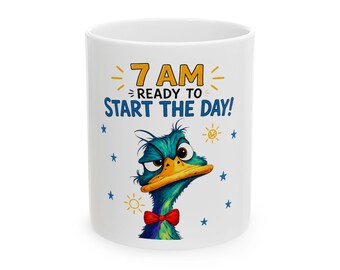 Taza de cerámica con un original retrato de pato / Taza de café