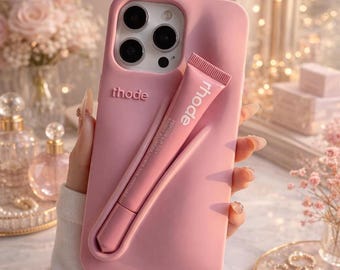 Silicone Phone Case with Lip Gloss - Rhode Inspired Design, iPhone 11,12,13,14,15,16,17,Plus, Pro Max,Air Multicolor Rhode Phone Case
