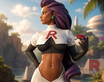 Anime Villain Girl STL, Purple Hair Rocket Collectible Figure (Digital Download)