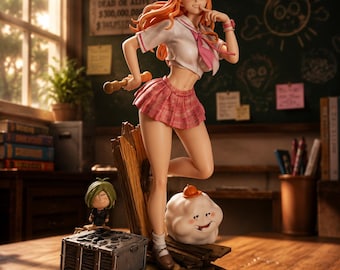 Anime skolflicka STL-figur, Waifu Manga-staty, Kawaii-karaktär 3D-modell (digital nedladdning)