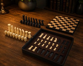 Modern Minimalist Chess Set STL | Board, Pieces, Storage Box (Digital Download)