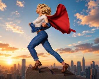 Female Superhero STL Model, Comic Style Cape Figure, Resin Printable Collectible (Digital Download)