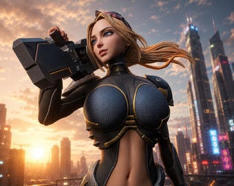 Cyberpunk Female Warrior STL, Futuristic Soldier Model, Sci-Fi Figure (Digital Download)