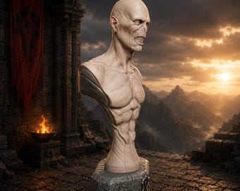 Dark Fantasy Bust and Mask STL Bundle, Undead Lich Horror Model (Digital Download)