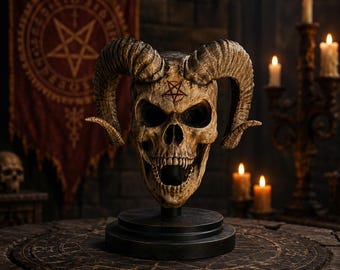 Demon Ram Skull STL | Gothic Occult Sculpture | Dark Fantasy Home Decor (Digital Download)