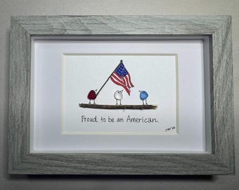 Proud to be an American - Sea Glass Birds (4x6 frame)