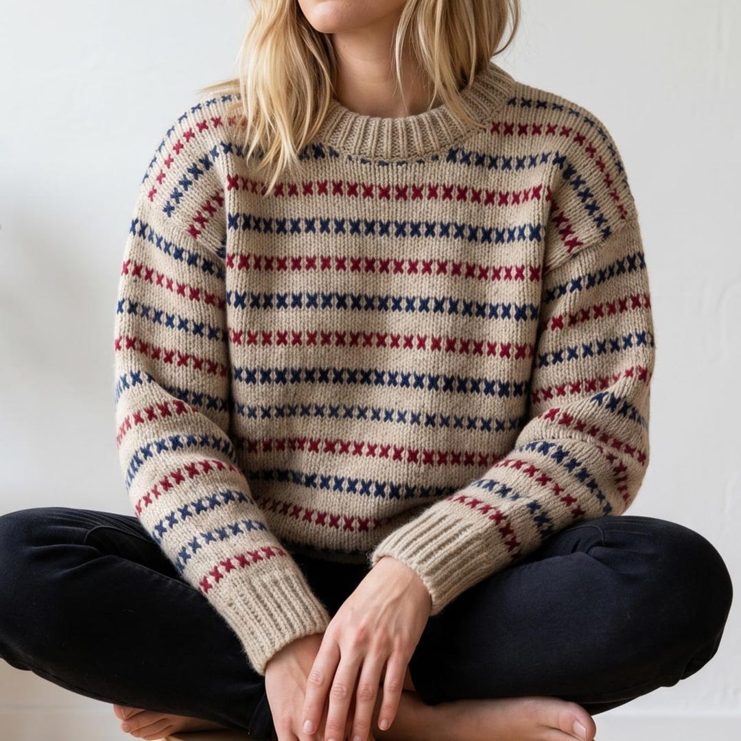 Nordic Striped Sweater Knitting Pattern PDF, Scandinavian Pullover, Top ...