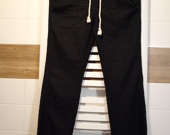 Roxy light linen trousers black linen + viscose casual size S/M