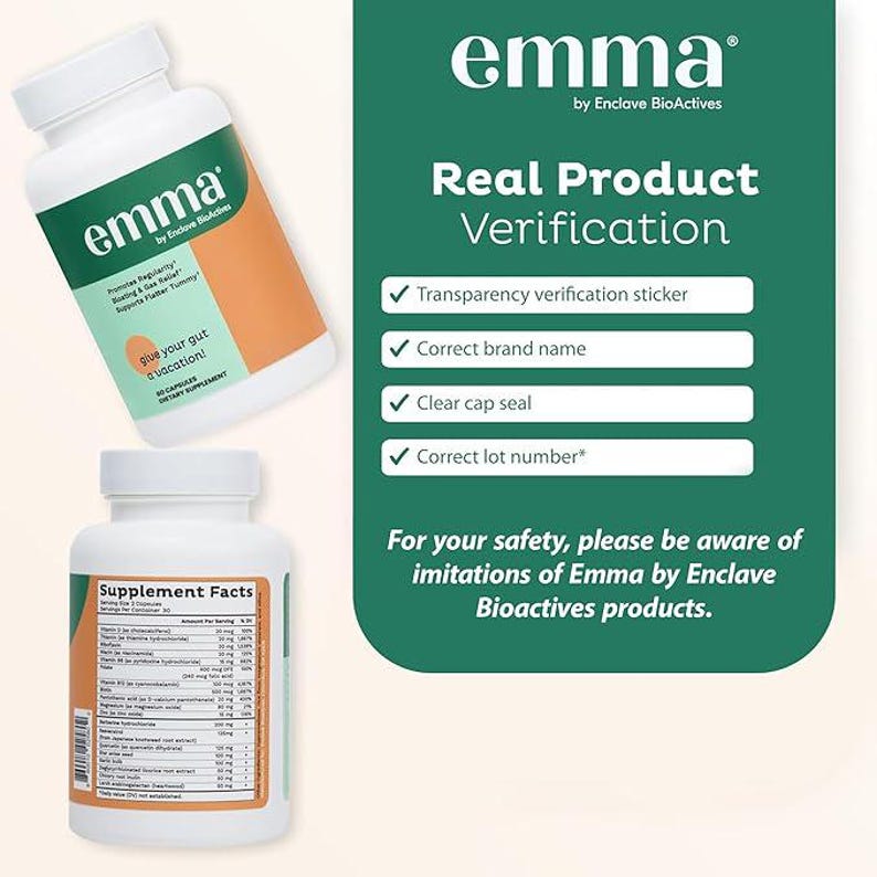 4 PACK Emma Gut Health Supplement, Digestive Support Formula, Bloating Relief, Probiotics & Fiber, Natural Cleanse Capsules bild 2