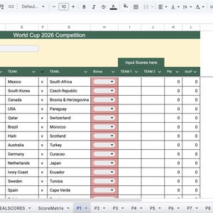 Kalkylblad för VM-prognoser | Fotbollslotteriöversikt (digital nedladdning)