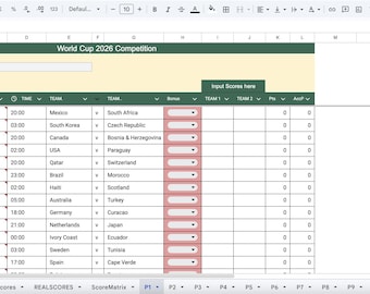 World Cup Predictor Tabelle | Fußball-Gewinnspiel-Tracker (Digitaler Download)