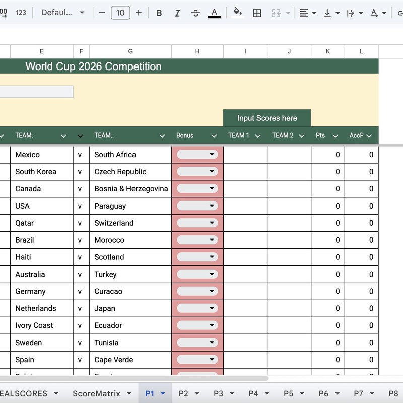 World Cup 2026 Predictor Spreadsheet Game - Etsy