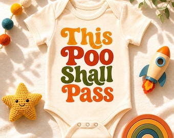 Body de bebé con estampado "This Poo Shall Pass" / Body de algodón estilo vintage de los años 70.