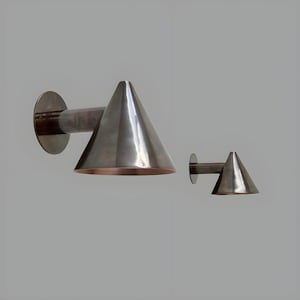 1 Elevate your space with the timeless elegance of our Mid Century Brass Cone Wall Sconce.
