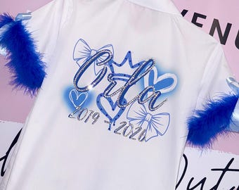2026 Custom Crystal Bow School Leavers Shirt - Personalised Student Keepsake Gift