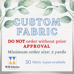 Custom Fabric by the Yard Printed on 30 Fabric Types - Organic Cotton, Linen, Minky, Fleece, Home Decor Upholstery Fabric - Must Be Approved