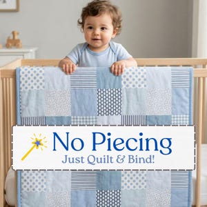 Quiltstoff für Anfänger (Großpackung), kein Zusammennähen erforderlich, Baby-Jungen-Quiltstoff, blauer Einteiler für Kinderzimmer, einfacher Quiltstoff für Anfänger