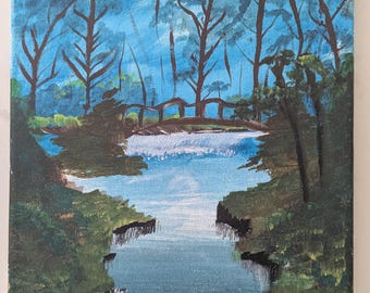 11 x 16" 'Over the River, Through the Woods' acrylic canvas painting