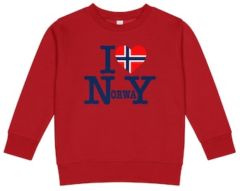 I  Norway — World Cup 2026 Kids Sweatshirt | Norwegian Flag Heart | Youth Fan Gear NYC