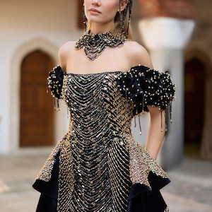 beads dress couture Designer Sequined Sleeveless Mermaid Prom Dress With Beads main image 1